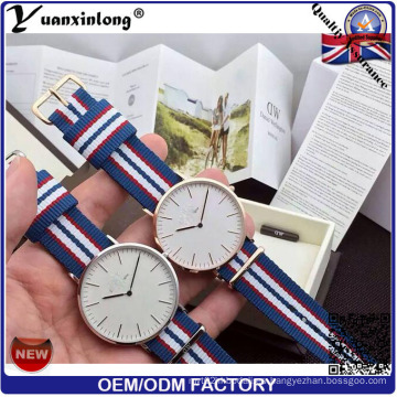 Yxl-620 acero inoxidable caso de la parte posterior del reloj de muñeca parejas para hombres y mujeres con correas de nylon Nato